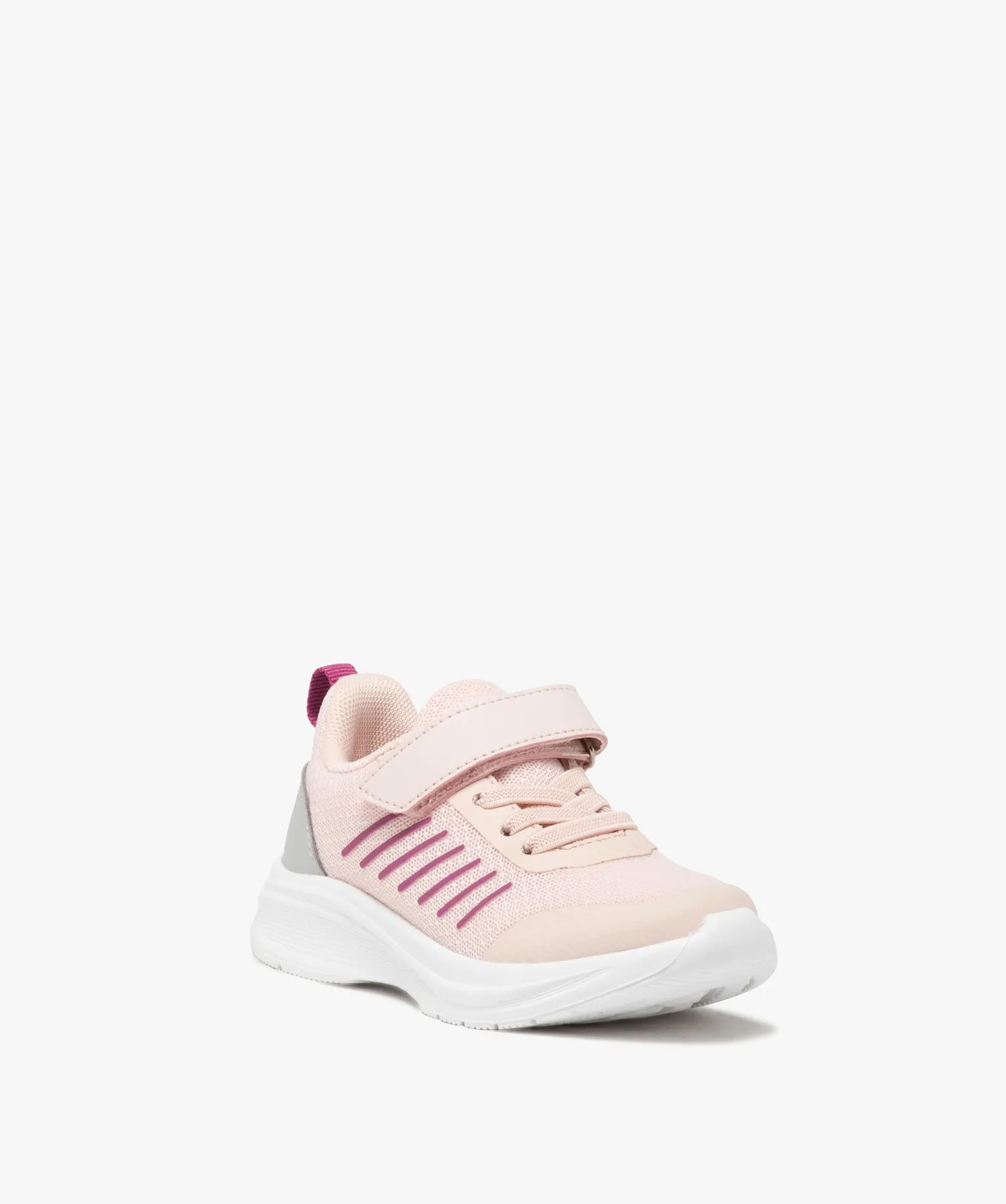 baskets fille unies avec fines rayures laterales et a scratch rose baskets