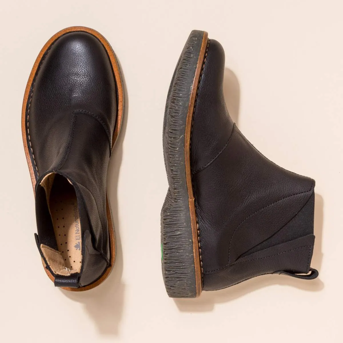 Bottines chelsea en cuir à semelles plateformes - Noir
