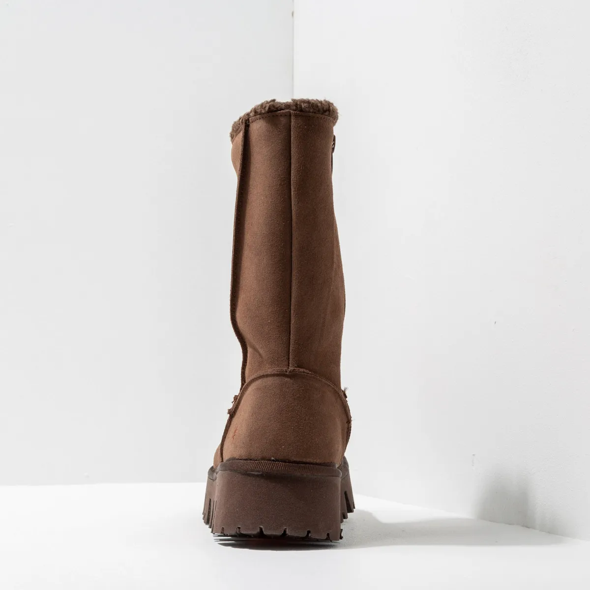 Bottines fourrées à semelles crantées - Marron