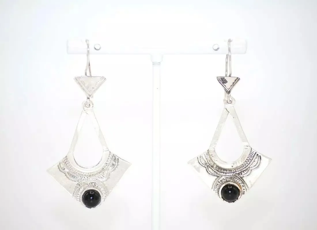 Boucles d'oreilles argent noires Touareg