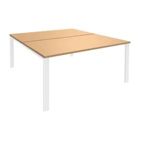 Bureau Bench IRIS - L140 cm - Plan de départ - Pieds blanc - plateau imitation Hêtre