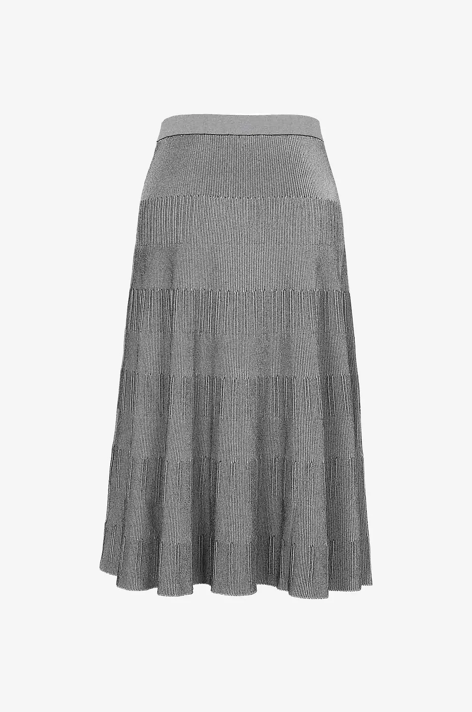 Jupe midi évasée en maille noire et blanche Striping Rib