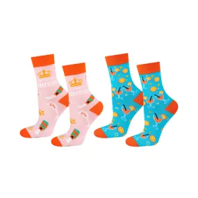 Lot de 2 chaussettes pour femmes SOXO GOOD STUFF drôles Prosecco et Apéritif dans une bouteille cadeau