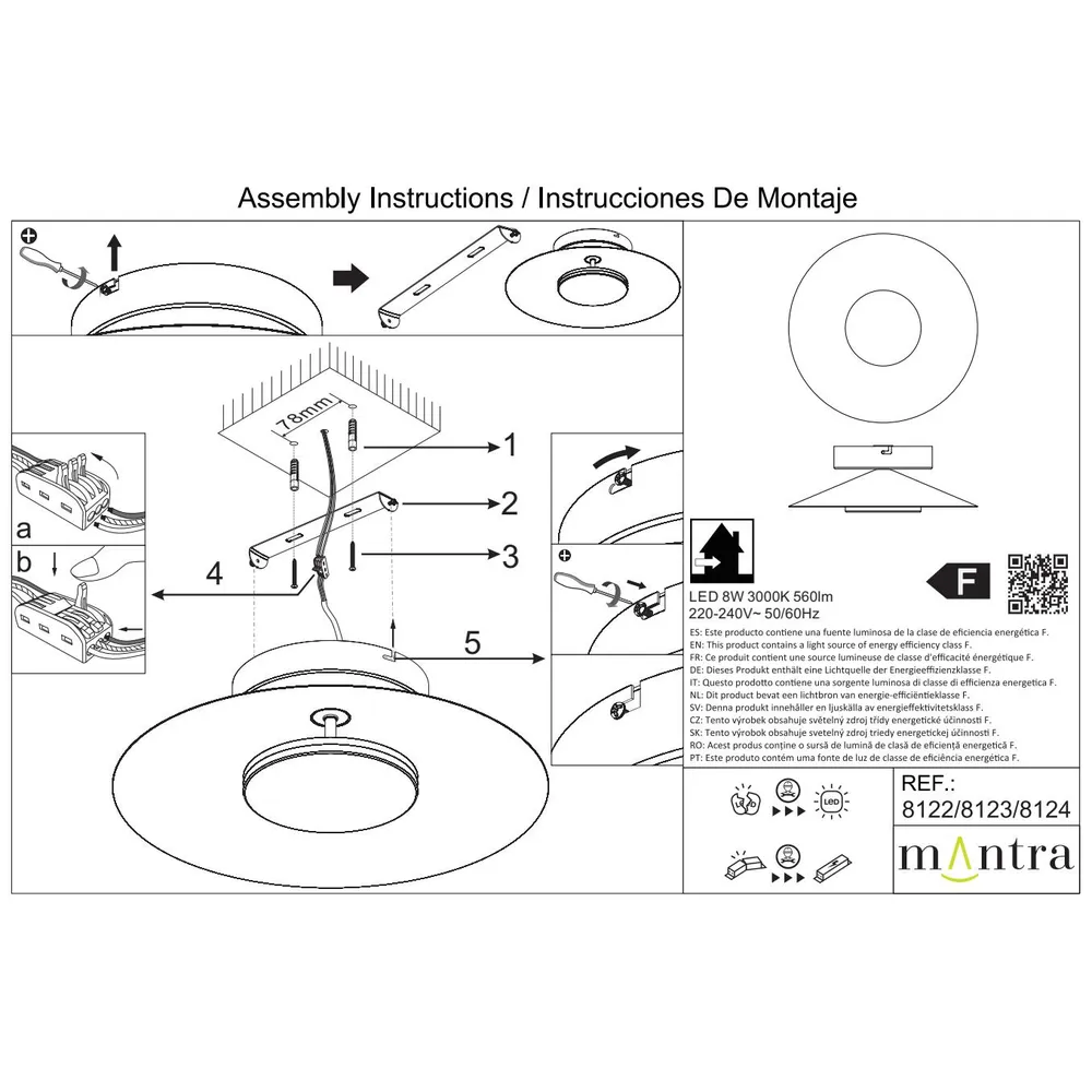 MANTRA 8122 Applique murale noire ORION