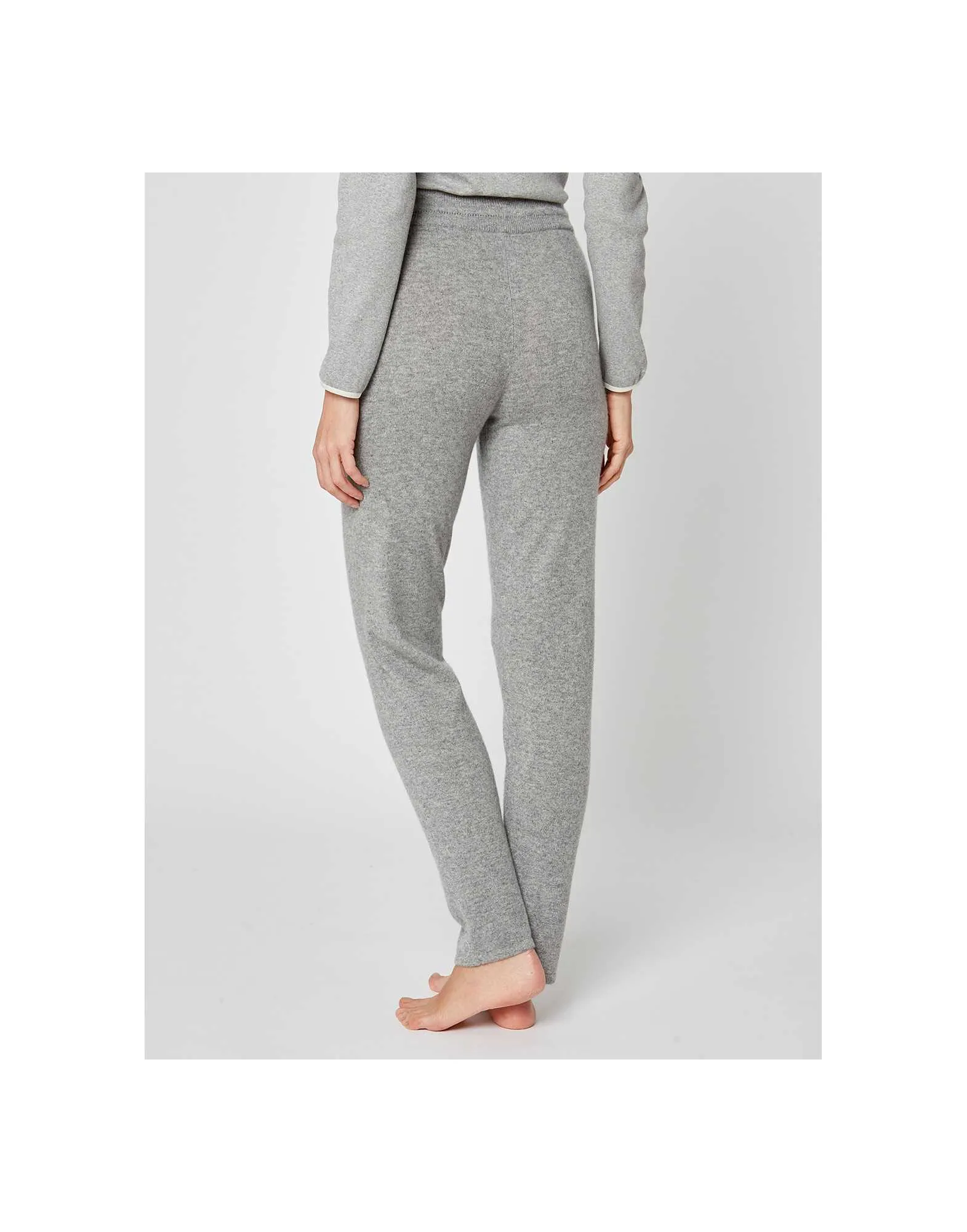 Pantalon étroit en cachemire gris chiné