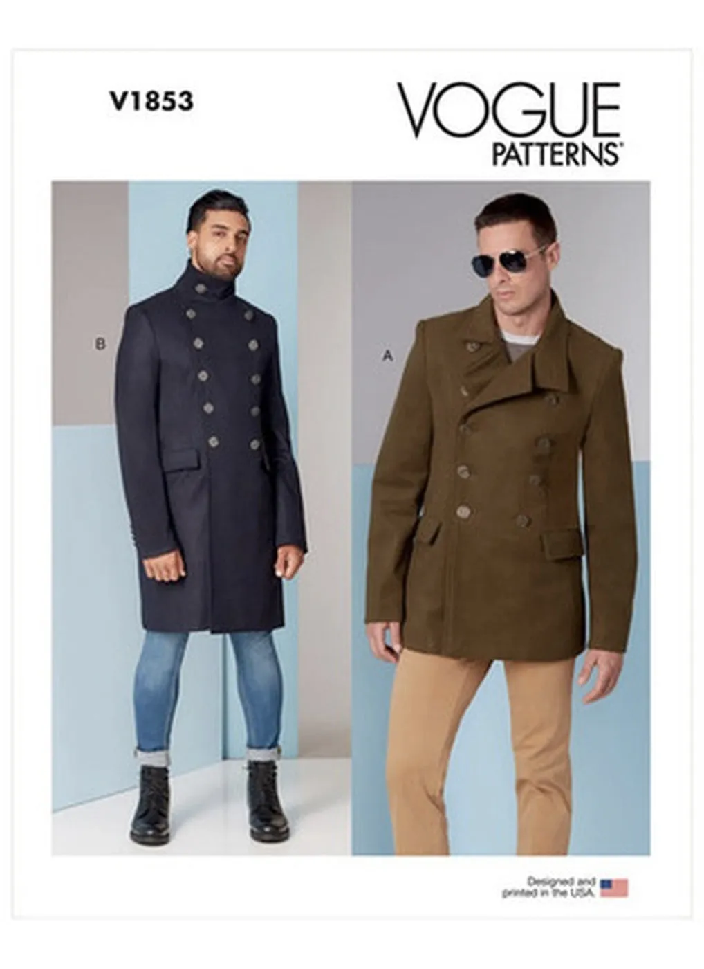 Patron couture homme, patron manteau homme Vogue 1853