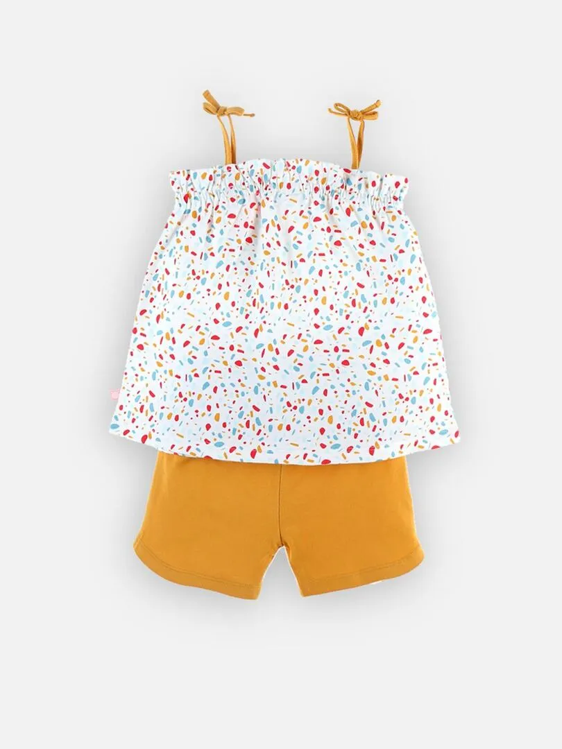 Pyjama 2 pièces court en jersey, jaune/écru Noukie's - Blanc