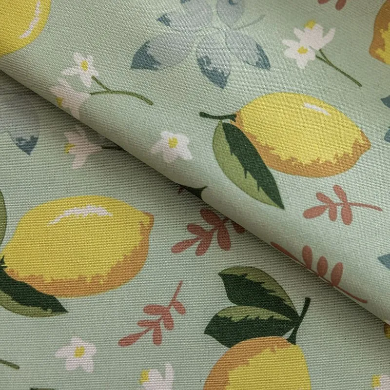 Rideau tamisant imprimé lemons en coton polyester 1 pièce 2 couleurs