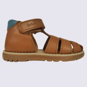 Sandales Bellamy, sandales tropéziennes garçons en cuir camel | Igert Chaussures&Maroquinerie