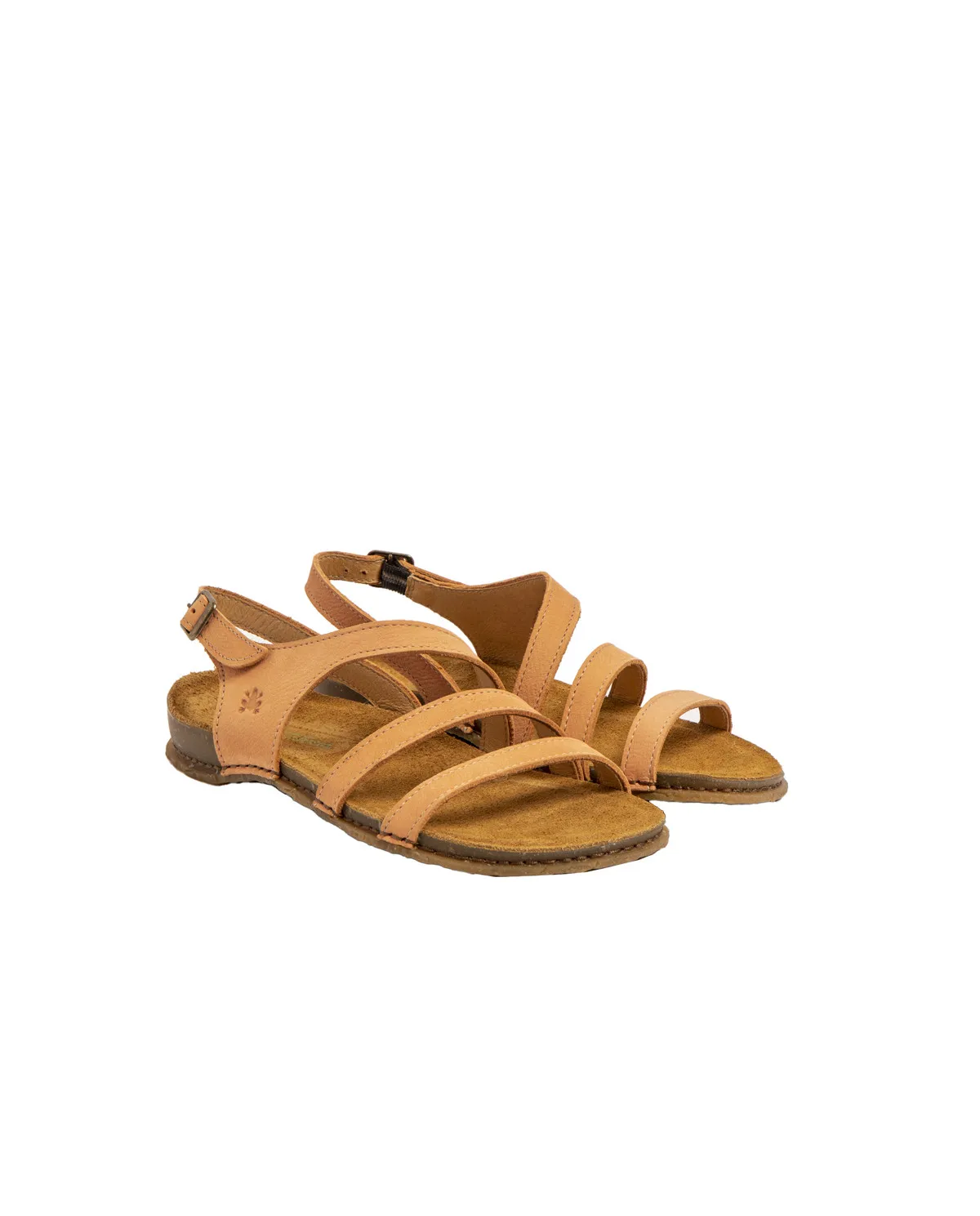 Sandales confortables plates en cuir à semelles ultra confort - Jaune