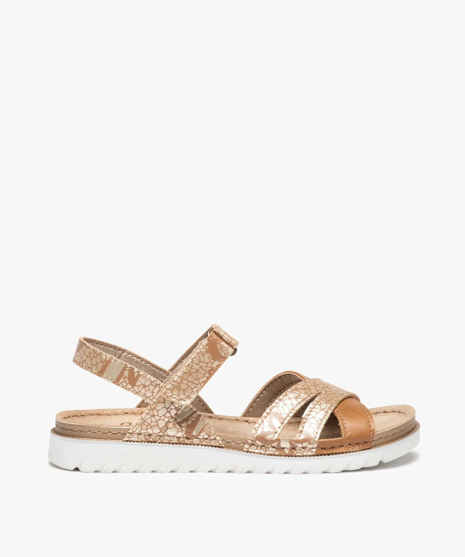 sandales fille avec brides a imprime irise imitation crocodile orange sandales et nu-pieds