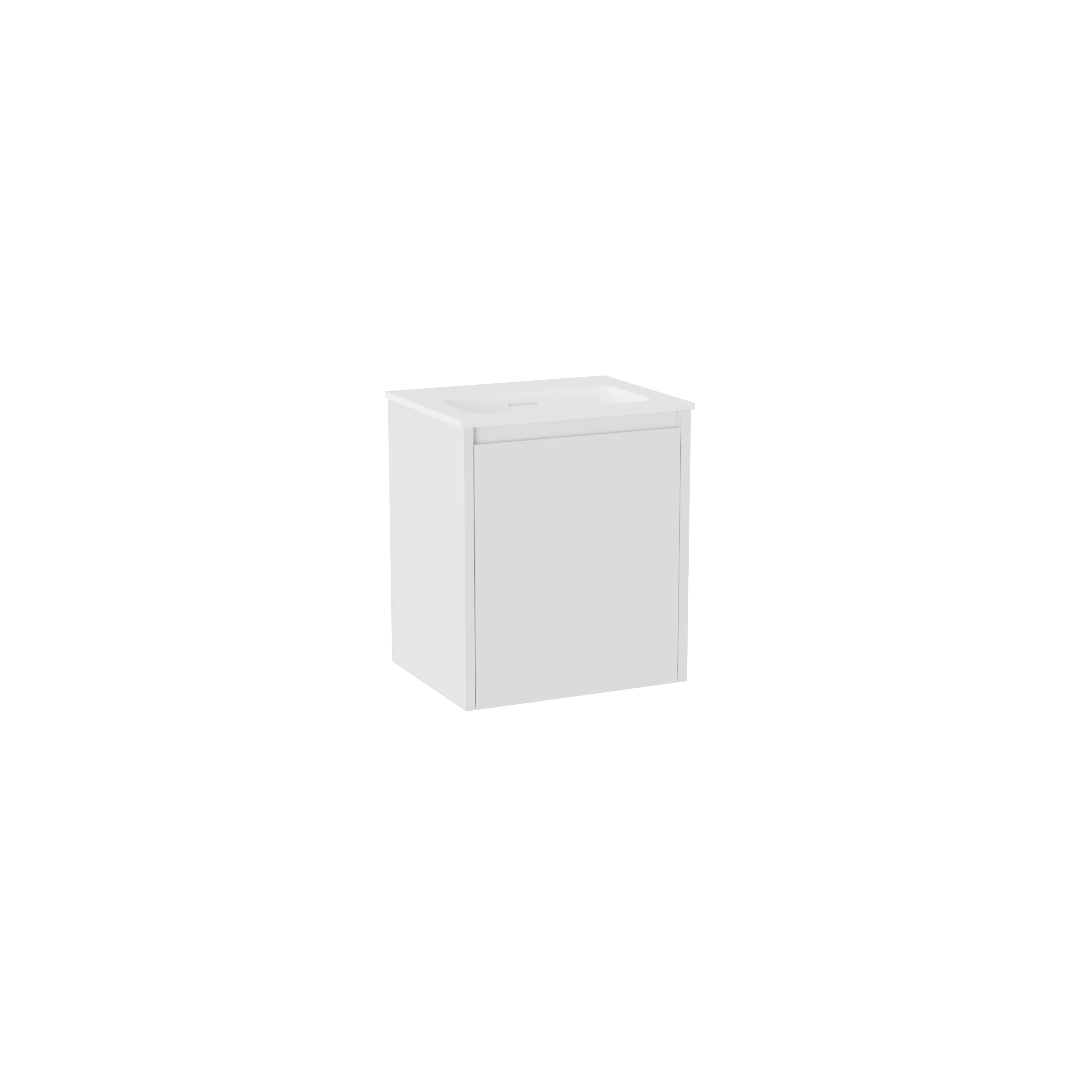 Storke Seda meuble salle de bains suspendu 45 x 35 cm blanc mat avec Mata plan simple en Solid Surface blanc mat